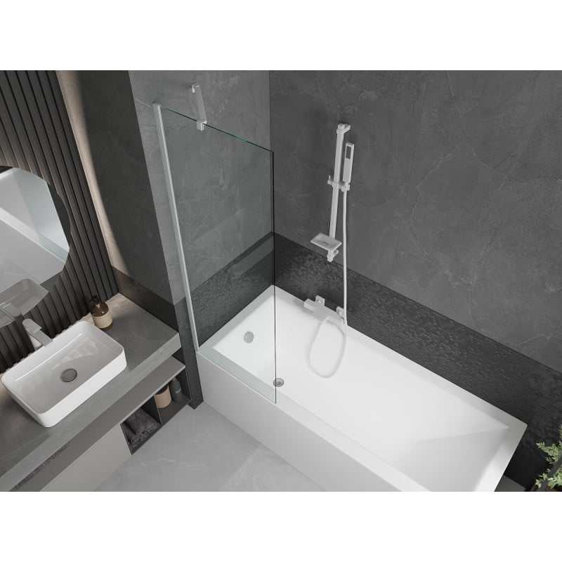 Mexen Next pare-douche de baignoire à 1 vantail 60 x 150 cm, transparent, blanc - 895-060-000-00-00-20