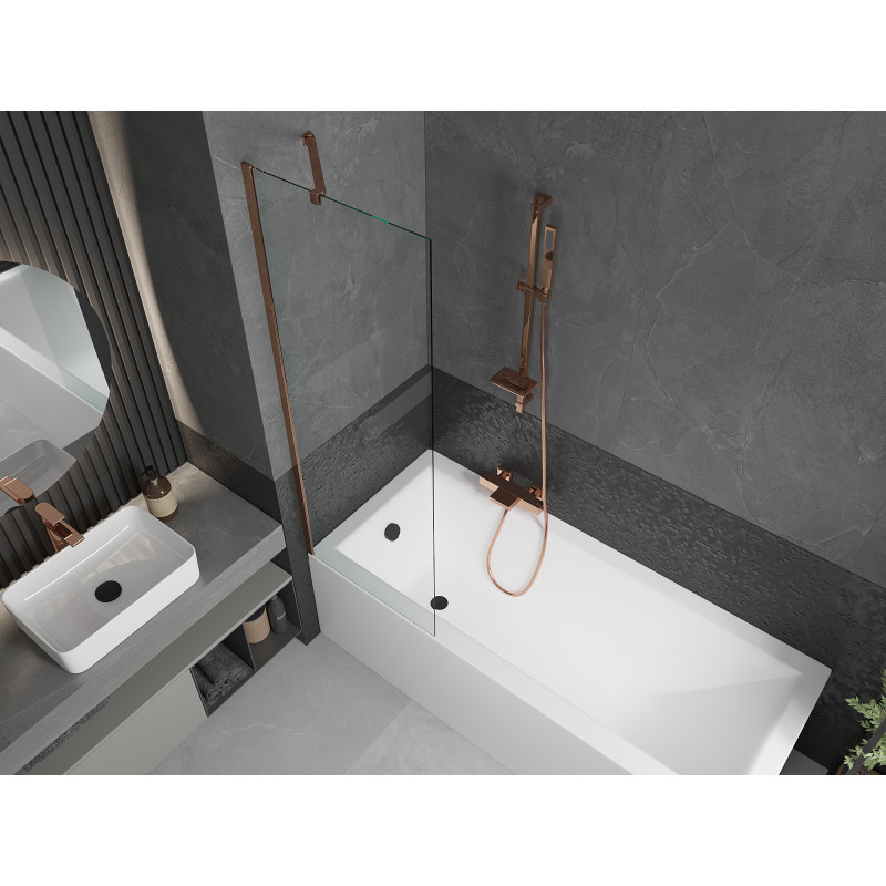 Mexen Next paroi de baignoire 1 volet 60 x 150 cm, transparent, or rose - 895-060-000-00-00-60