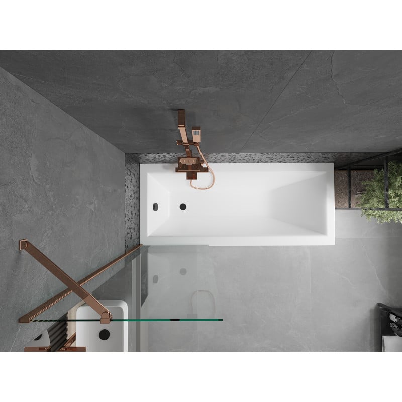 Mexen Next paroi de baignoire 1 volet 60 x 150 cm, transparent, or rose - 895-060-000-00-00-60