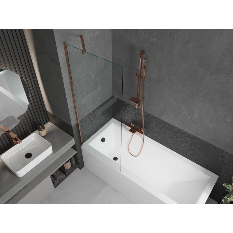Mexen Next paravent de baignoire 1-volet 70 x 150 cm, transparent, or rose - 895-070-000-00-00-60