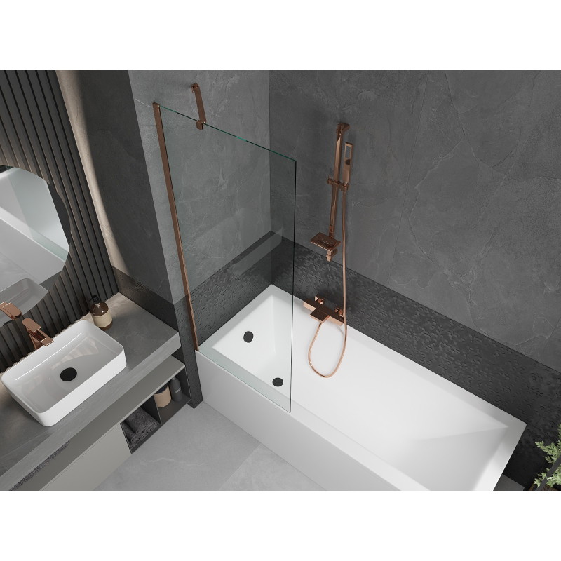 Mexen Next pare-douche à une aile 70 x 150 cm, transparent, or rose - 895-070-000-00-00-60