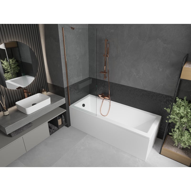 Mexen Next paravent de baignoire 1-volet 70 x 150 cm, transparent, or rose - 895-070-000-00-00-60
