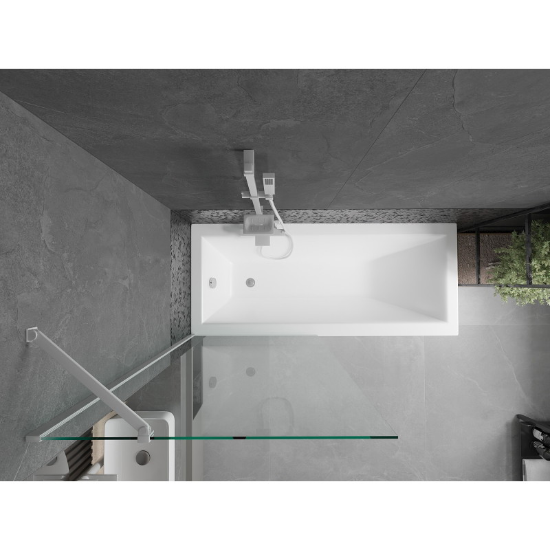 Mexen Next paroi de baignoire à 1 volet 80 x 150 cm, transparent, blanc - 895-080-000-00-00-20
