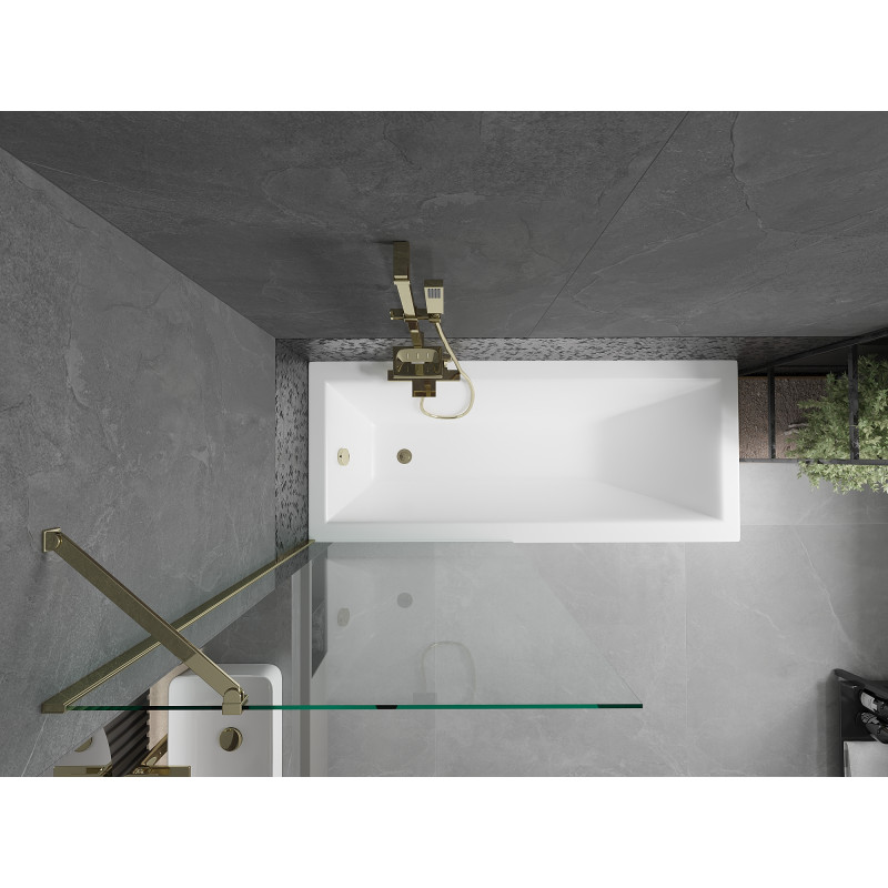 Mexen Next paroi de baignoire 1 volet 80 x 150 cm, transparent, doré - 895-080-000-00-00-50