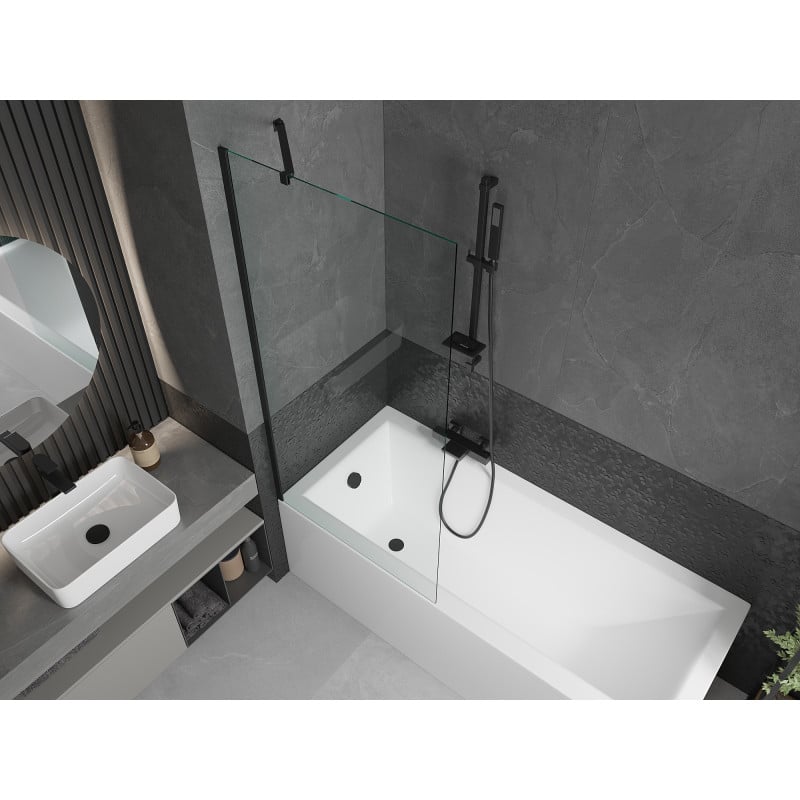 Mexen Next paroi de baignoire 1-volet 80 x 150 cm, transparent, noir - 895-080-000-00-00-70