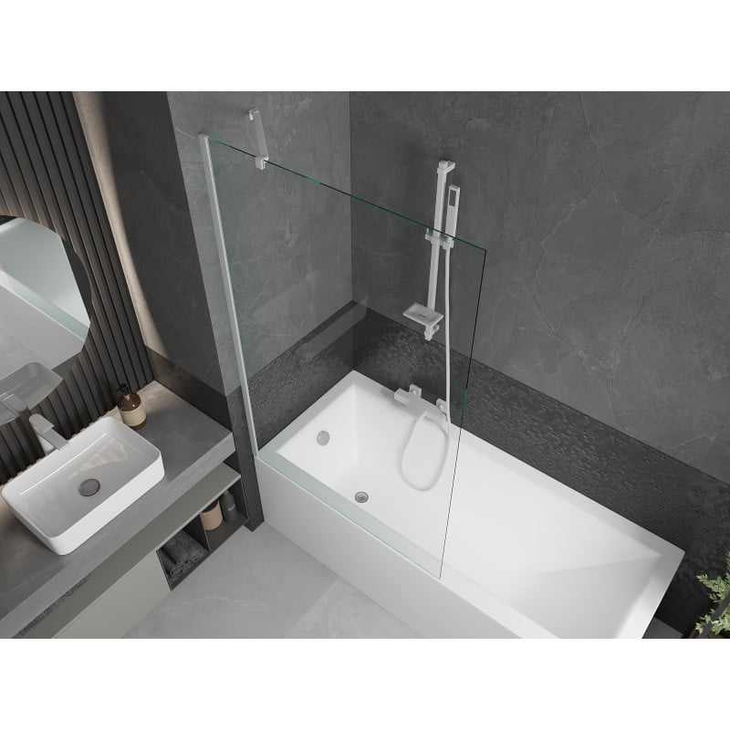 Mexen Next paroi de baignoire à 1 volet 90 x 150 cm, transparent, blanc - 895-090-000-00-00-20
