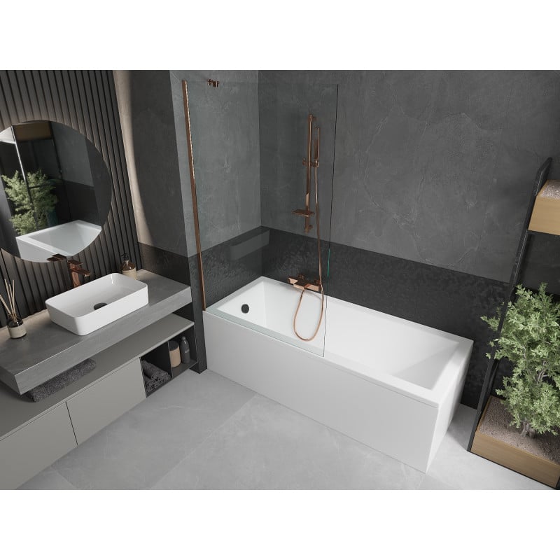 Mexen Next paroi de baignoire 1-volet 90 x 150 cm, transparent, or rose - 895-090-000-00-00-60