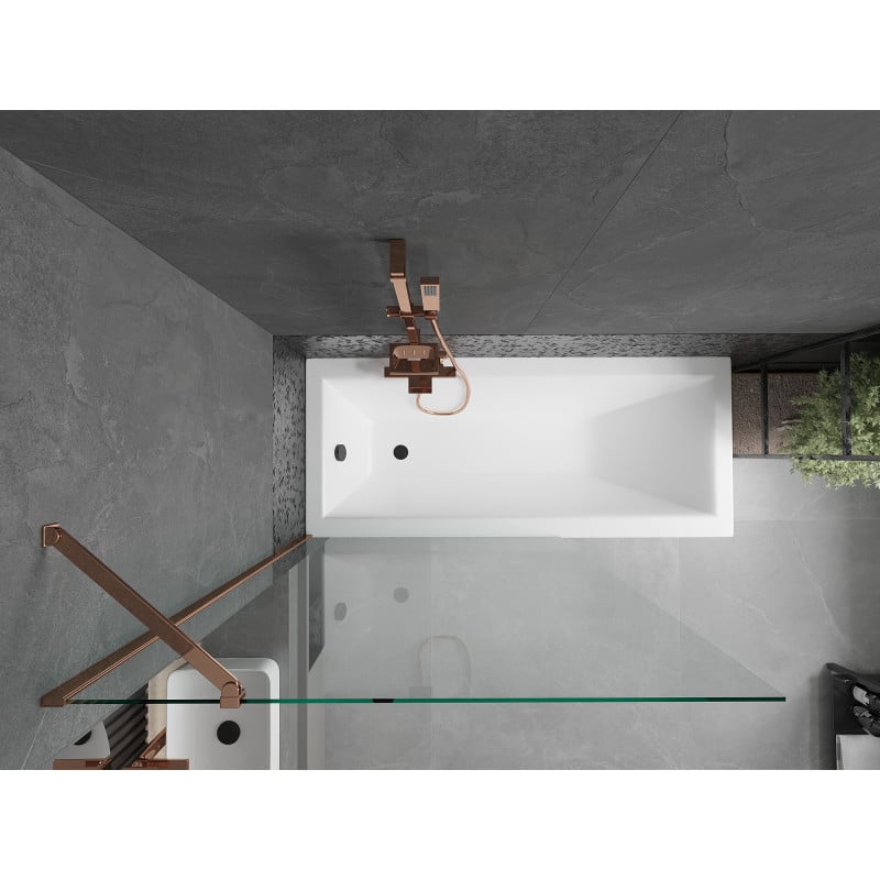 Mexen Next paroi de baignoire 1-volet 90 x 150 cm, transparent, or rose - 895-090-000-00-00-60
