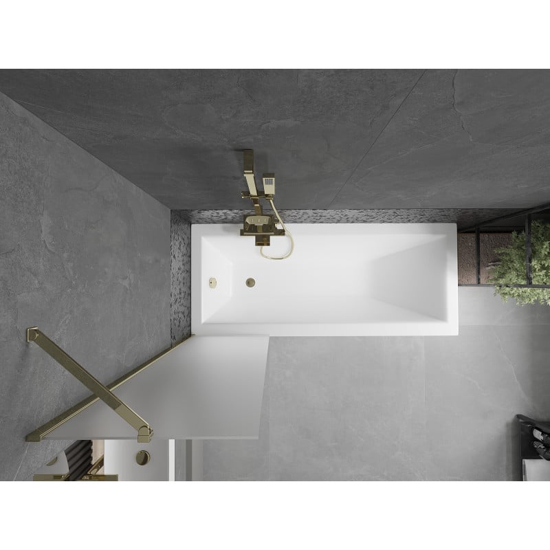 Mexen Next paroi de baignoire à 1 vantail 50 x 150 cm, dépoli, doré - 895-050-000-00-30-50