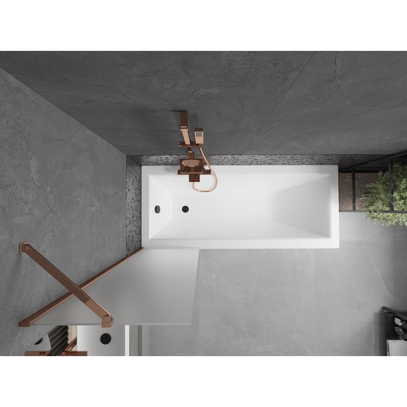 Mexen Next paroi de baignoire à 1 vantail 50 x 150 cm, givré, or rose - 895-050-000-00-30-60