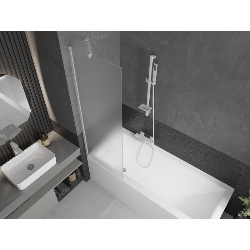 Mexen Next paravent de baignoire à 1 volet 60 x 150 cm, givré, blanc - 895-060-000-00-30-20
