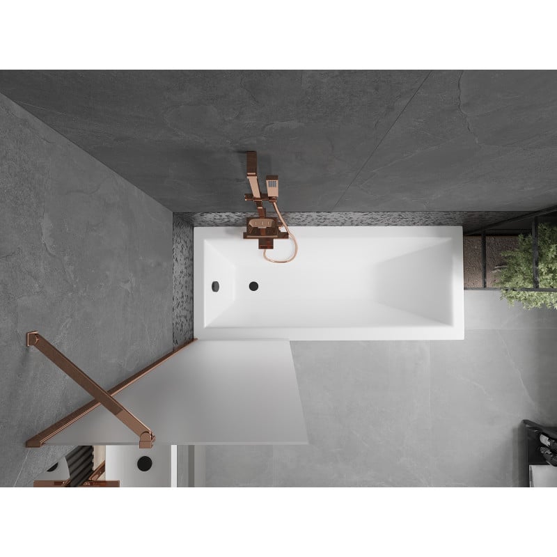 Mexen Next paroi de baignoire à 1 volet 60 x 150 cm, givre, or rose - 895-060-000-00-30-60