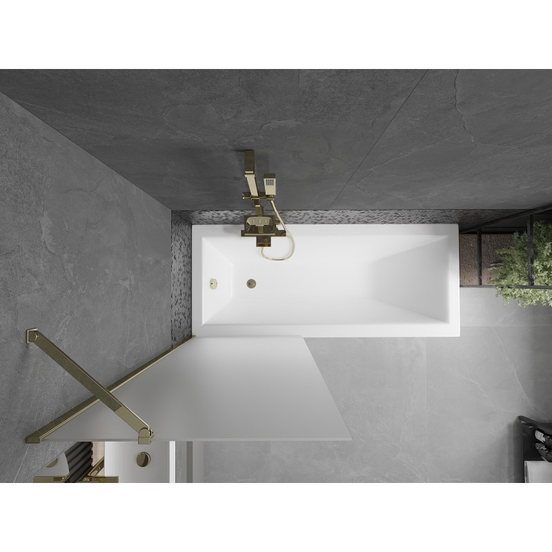 Mexen Next paroi de baignoire à 1 vantail 70 x 150 cm, givrée, dorée - 895-070-000-00-30-50