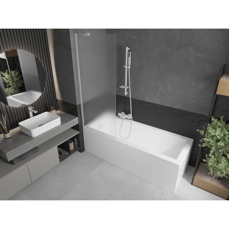 Mexen Next paroi de baignoire à 1 volet 70 x 150 cm, dépoli, blanc - 895-070-000-00-30-20