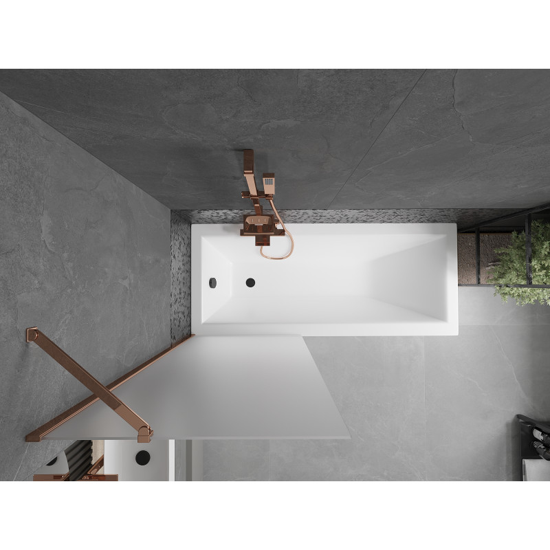 Mexen Next paroi de baignoire 1 vantail 70 x 150 cm, dépoli, or rose - 895-070-000-00-30-60
