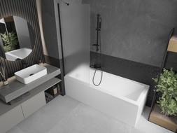 Mexen Next écran de baignoire à 1 ailette 70 x 150 cm, Gelée, Noir - 895-070-000-00-30-70