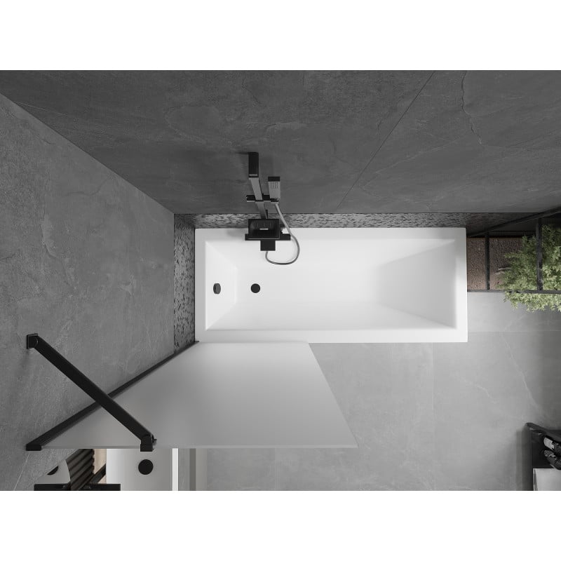 Mexen Next paroi de baignoire 1-volet 70 x 150 cm, dépoli, noir - 895-070-000-00-30-70
