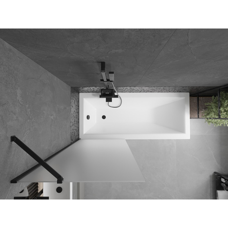 Mexen Next paroi de baignoire 1-volet 70 x 150 cm, givrée, noire - 895-070-000-00-30-70