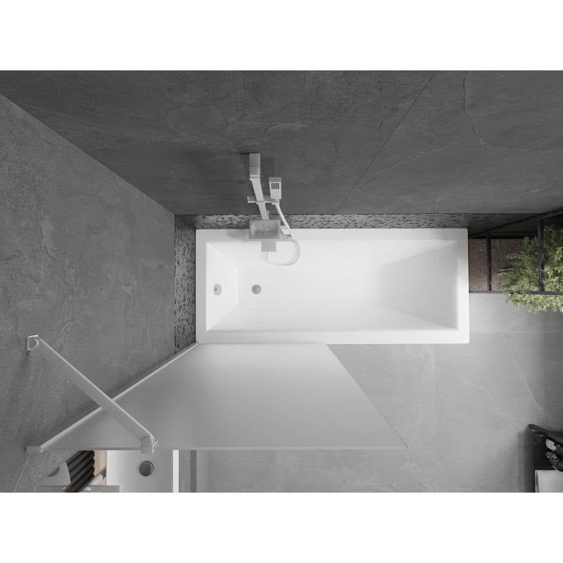 Mexen Next paroi de bain 1-volet 80 x 150 cm, givré, blanc - 895-080-000-00-30-20