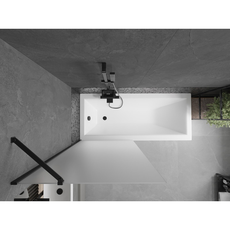 Mexen Next paroi de baignoire 1 volet 80 x 150 cm, givre, noir - 895-080-000-00-30-70