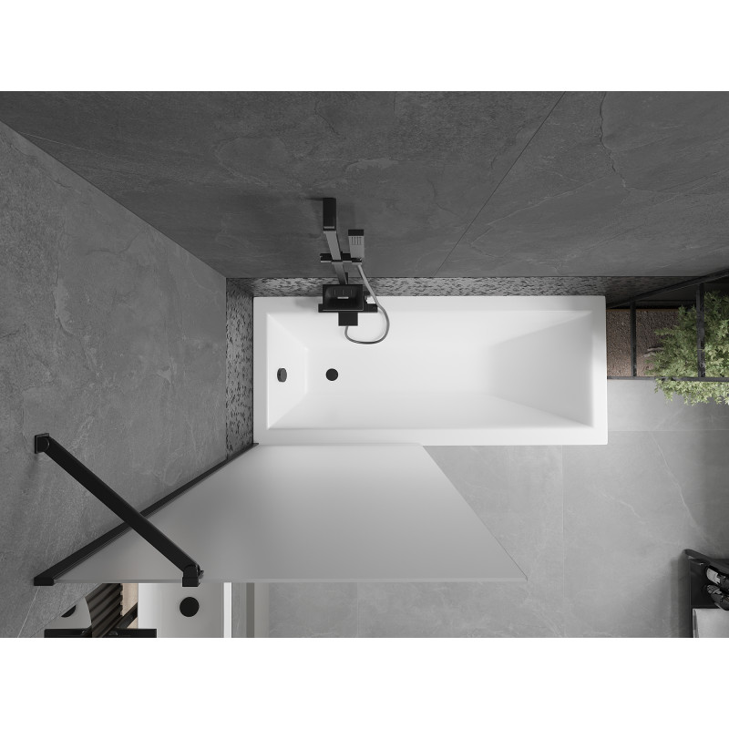 Mexen Next paroi de douche à 1 volet 80 x 150 cm, givrée, noire - 895-080-000-00-30-70