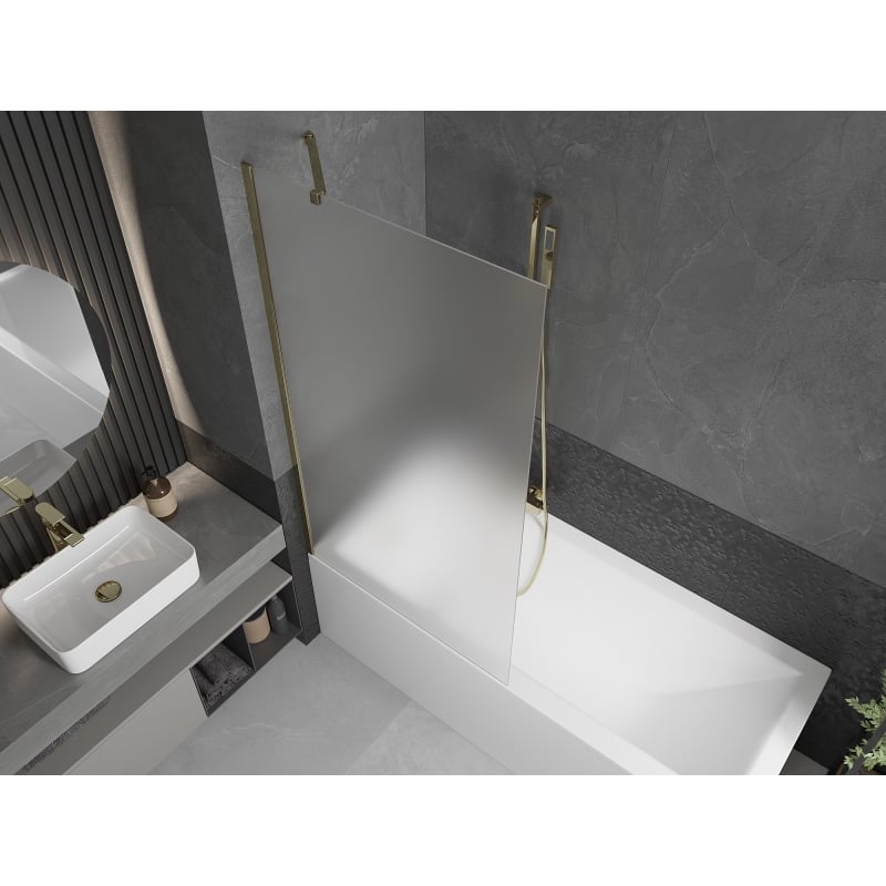 Mexen Next paroi de baignoire à 1 vantail 90 x 150 cm, givrée, dorée - 895-090-000-00-30-50