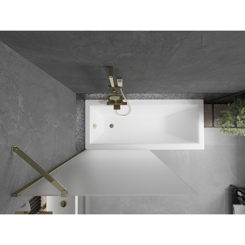 Mexen Next paroi de baignoire à 1 vantail 90 x 150 cm, givrée, dorée - 895-090-000-00-30-50