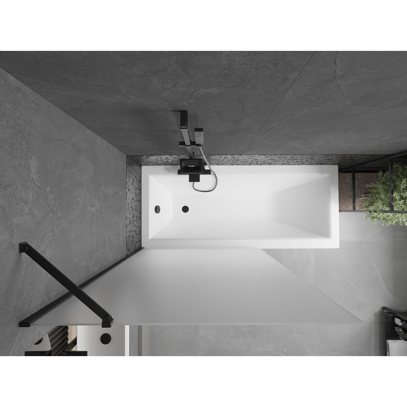 Mexen Next paroi de baignoire 1-volet 100 x 150 cm, givré, noir - 895-100-000-00-30-70