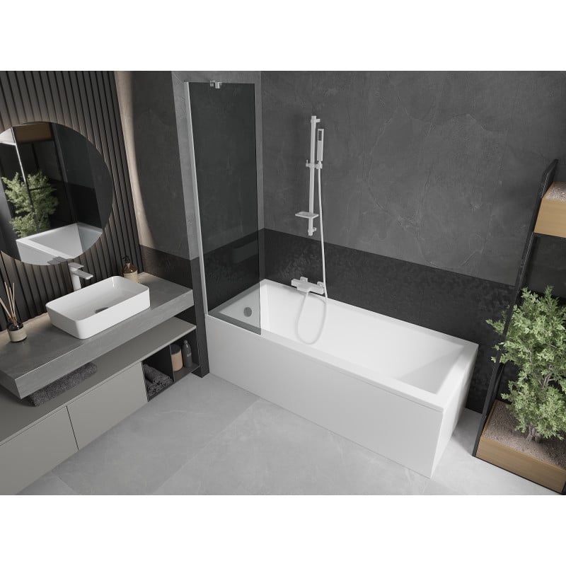 Mexen Next paroi de baignoire 1-volet 50 x 150 cm, graphite, blanc - 895-050-000-00-40-20