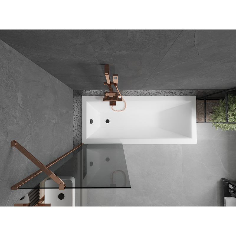 Mexen Next paravent de baignoire 1 vantail 60 x 150 cm, graphite, or rose - 895-060-000-00-40-60