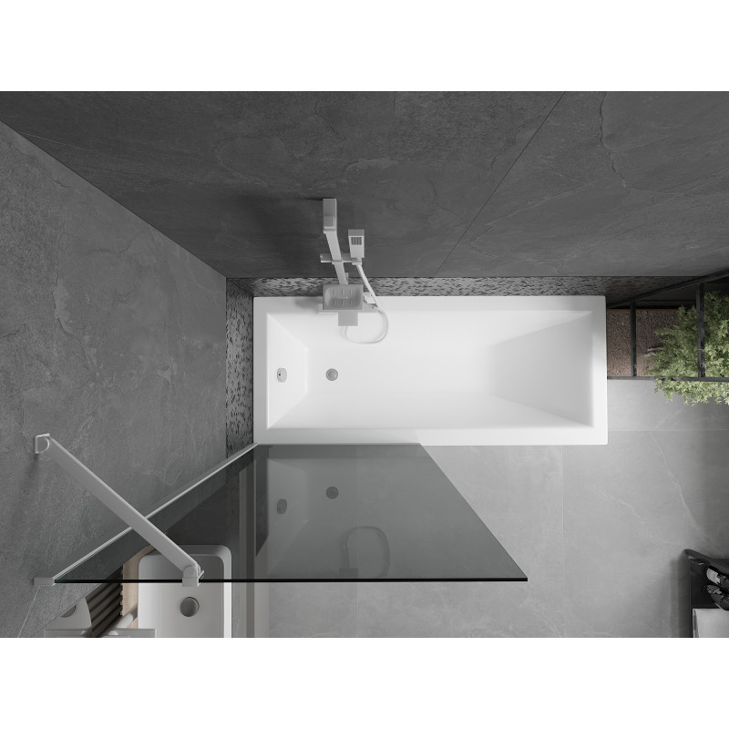 Mexen Next paroi de baignoire 1-volet 80 x 150 cm, graphite, blanc - 895-080-000-00-40-20