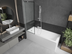 Mexen Next écran de baignoire à 1 ailette 60 x 150 cm, Design noir, Chrome - 895-060-000-00-70-01