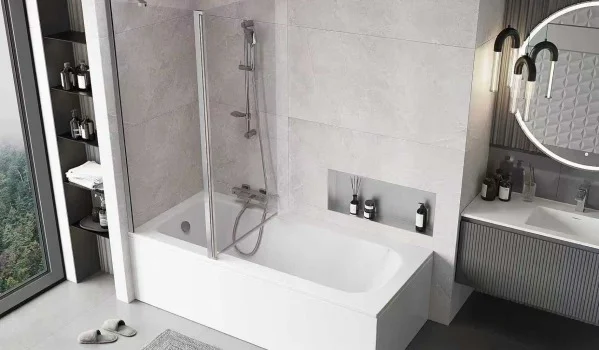 Baignoire avec pare-douche – solution pratique 2 en 1