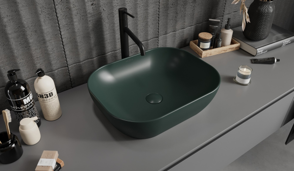 Lavabo sur plan vert - une touche moderne pour la salle de bain
