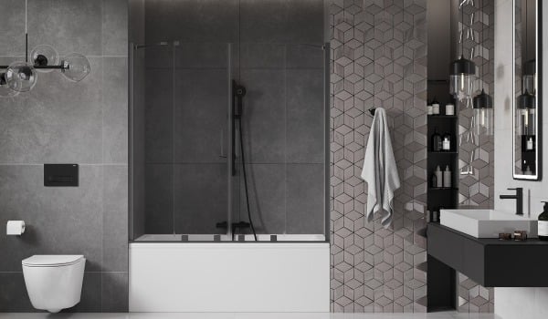 Baignoire avec double pare-douche